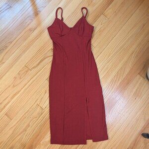 NWT Small forever 21 cocktail dress red slit ribbed sleeveless